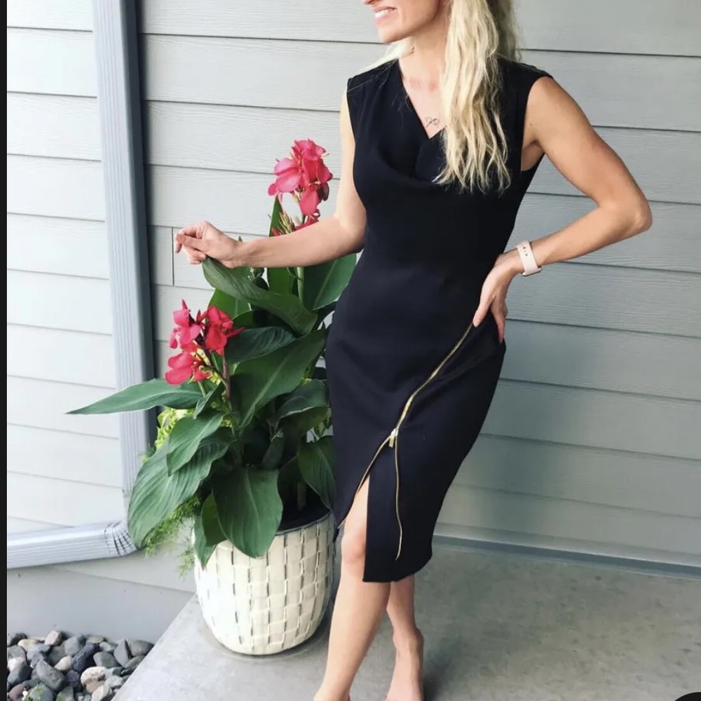 Gorgeous Metaphor edgy black dress with zipper detail size S small